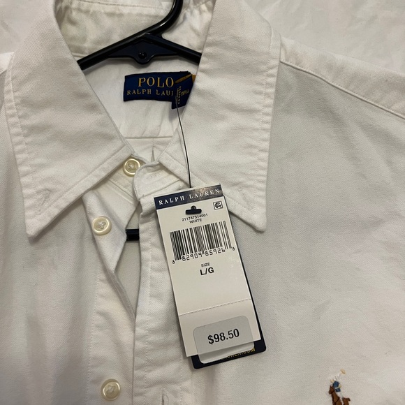Women’s White Large Ralph Lauren Oxford button up NWT - Picture 2 of 2